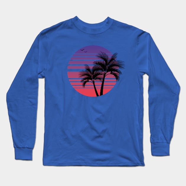 Synthwave - Vaporwave - California - Florida - 80s - Purple & Pink Long Sleeve T-Shirt by Anoncactusart